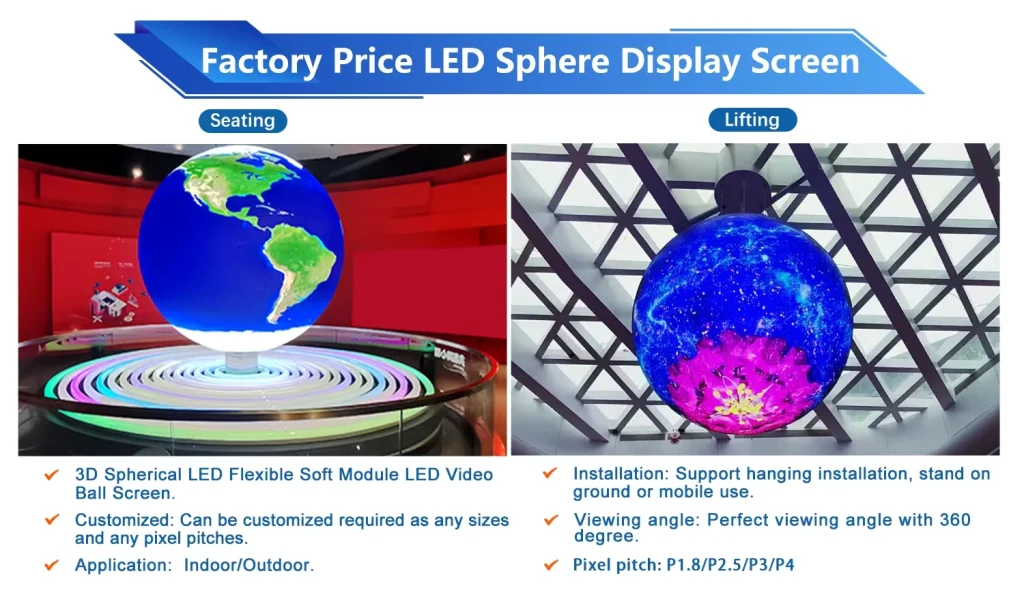 seating and lifting sphere led screen